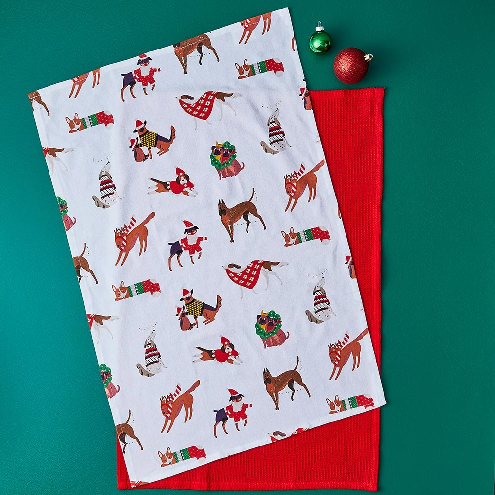 Ambrosia Santas Workshop IV Set Of 2 Tea Towel Dog 4 Ambrosia Santas Workshop IV Set Of 2 Tea Towel Dog - Image 2