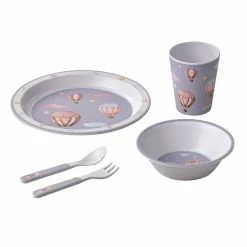Ashdene Up In The Sky 5 Piece Kids Dinner Set Purple
