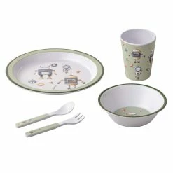 Ashdene Robots 5 Piece Kids Dinner Set Green