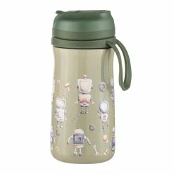 Ashdene Robots Drink Bottle 370ml Green