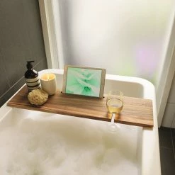 Alex Liddy Acacia Bath Caddy With Wine Holder -Outlet Home Store PCP 1038189 4