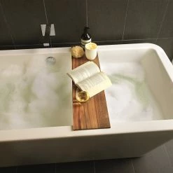 Alex Liddy Acacia Bath Caddy With Wine Holder -Outlet Home Store PCP 1038189 5