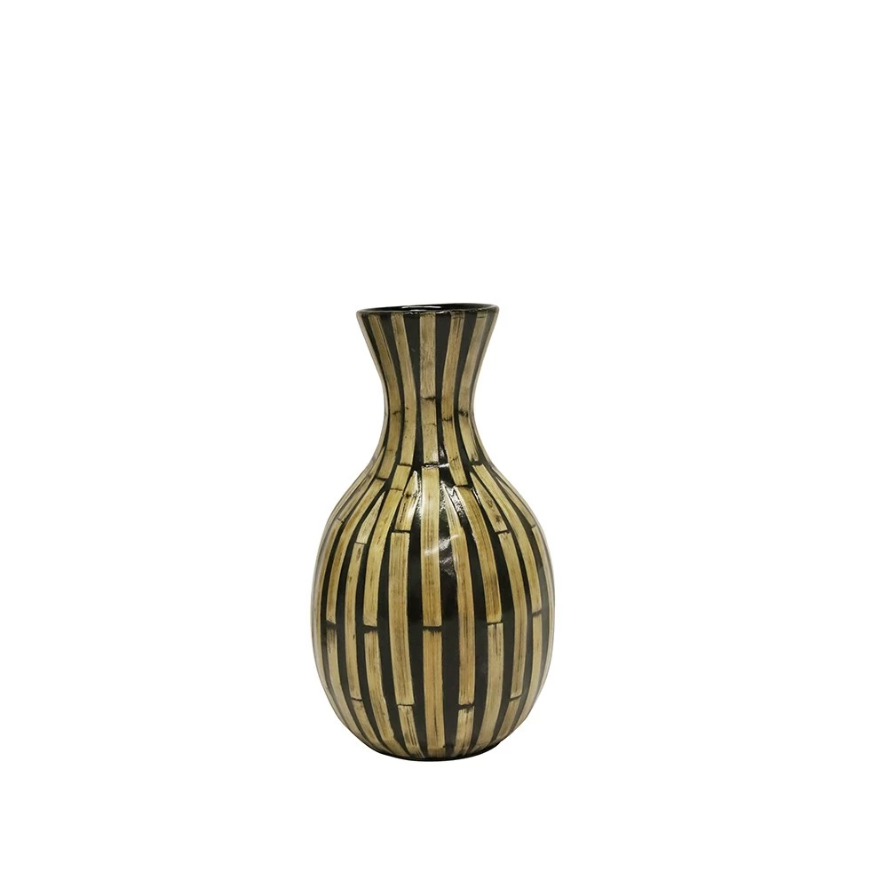 Banyan Zulu Bamboo Vase 28cm Black & Natural 3 Banyan Zulu Bamboo Vase 28cm Black & Natural