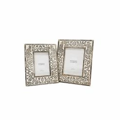 Stoneleigh Roberson Peacock Carved Photo Frame 4x6" White Wash -Outlet Home Store RMA 963886 4