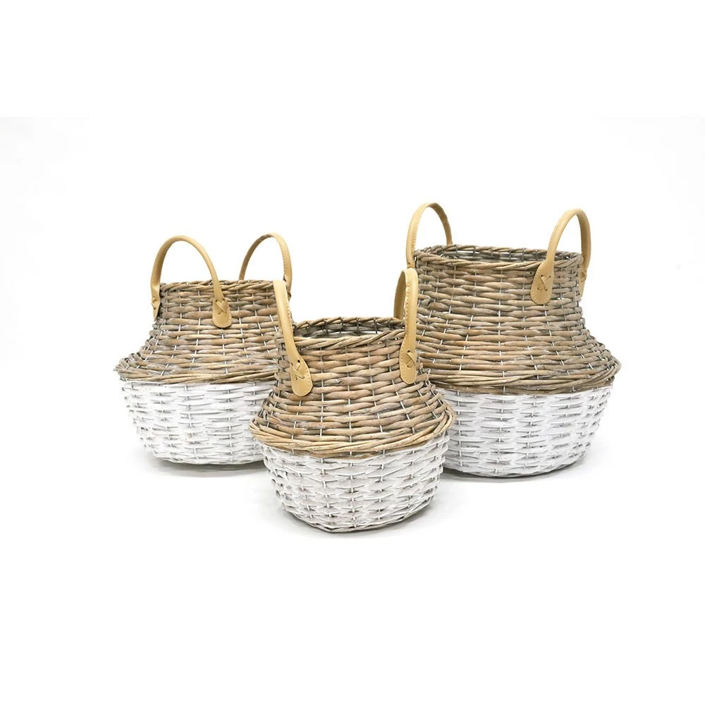 Stoneleigh Roberson Harper Woven Basket Medium 32cm Natural & White 5 Stoneleigh Roberson Harper Woven Basket Medium 32cm Natural & White - Image 3