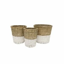 Stoneleigh Roberson Set Of 3 Harper Woven Baskets Natural & White