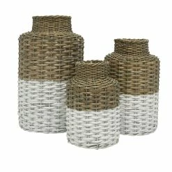Stoneleigh Roberson Harper Woven Vase Medium Natural & White -Outlet Home Store RMA 966359 3
