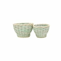 Stoneleigh Roberson Set Of 2 Billi Woven Round Planter Baskets