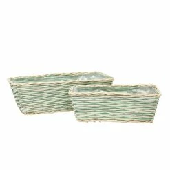 Stoneleigh Roberson Set Of 2 Billi Woven Rectangular Planter Baskets