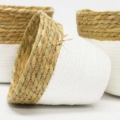 Stoneleigh Roberson Set Of 3 Lilli Woven Baskets Natural & White 6 Stoneleigh Roberson Set Of 3 Lilli Woven Baskets Natural & White -Outlet Home Store RMA 968098 2